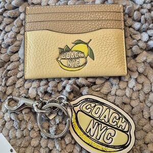 NWT Coach Lemon Bag Charm/Keychain & Card Holder [B6-5]